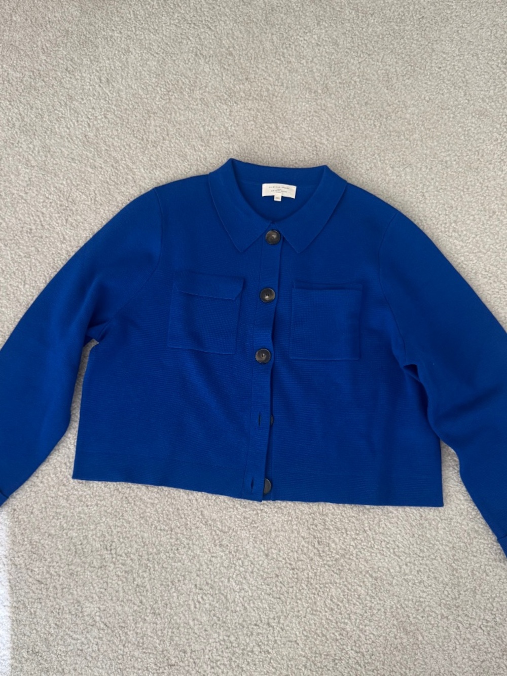 sezane betty bright blue slightly cropped cardigan XXL